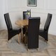 image 3 of Oregon Round Oak Dining Table with Lola Leather Chairs Black