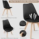 image 6 of Set of 6 Scandinavian Dining Chairs with Leather Cushions Solid Wood Legs Black