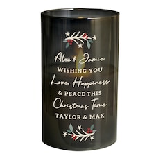 Personalised Christmas Smoked Glass LED Candle