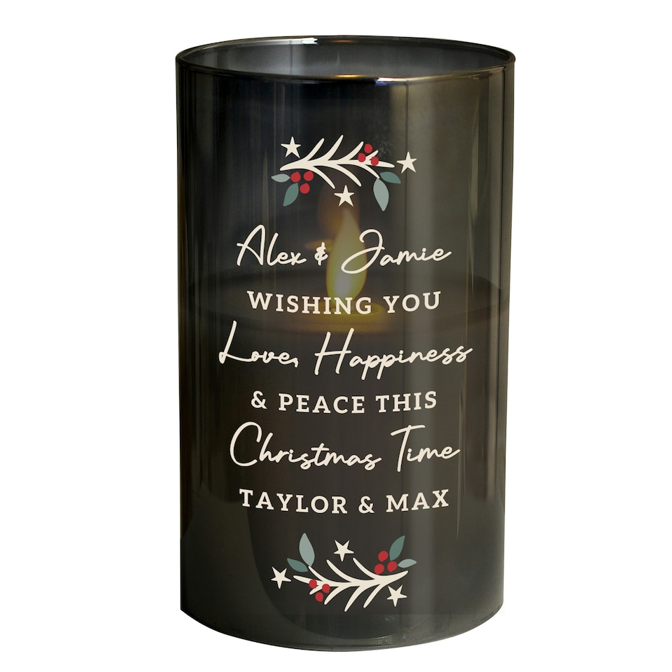 image 1 of Personalised Christmas Smoked Glass LED Candle
