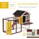 image 3 of PawHut Rabbit Hutch, Bunny Cage Outdoor Wooden House w/Tray & Ramp, Brown