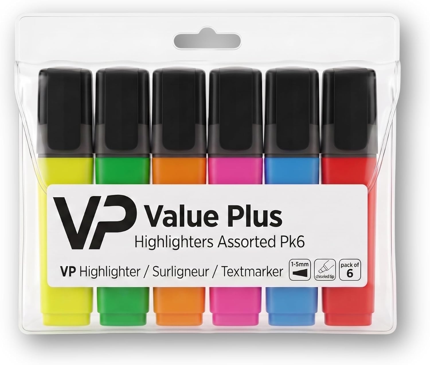 Highlighters 6-Pack, Dual Precision Chisel Tip, Assorted Colors, Quick dry, smudge free ink. 1mm-5mm tip. Ideal for school, office, textbooks, and bullet journaling.