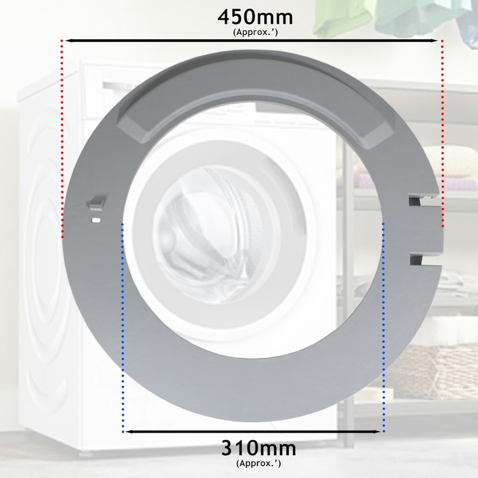 image 1 of Bosch Washing Machine Door Frame Porthole Window for WAN2000 WAN2800 Series