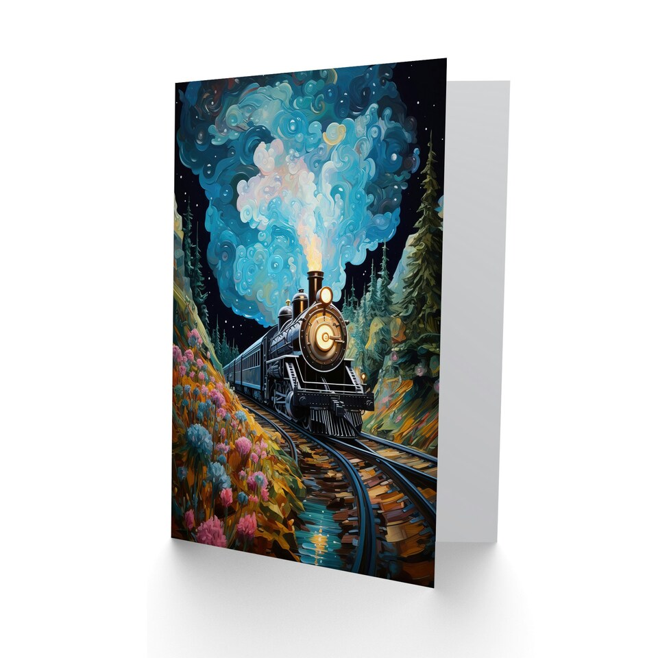 image 1 of Train Ride Imagination Land Dream Journey Art Card