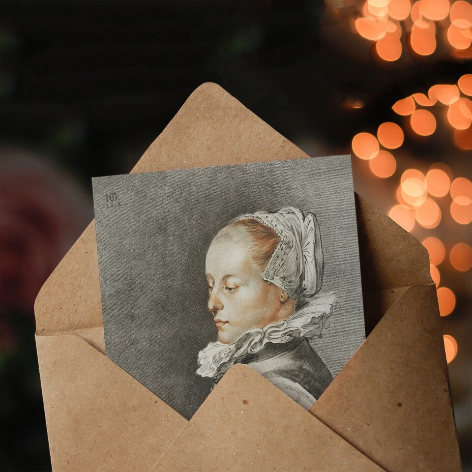 image 1 of Cornelis Ploos van Amstel Portrait of a Young Woman Art Greeting Card