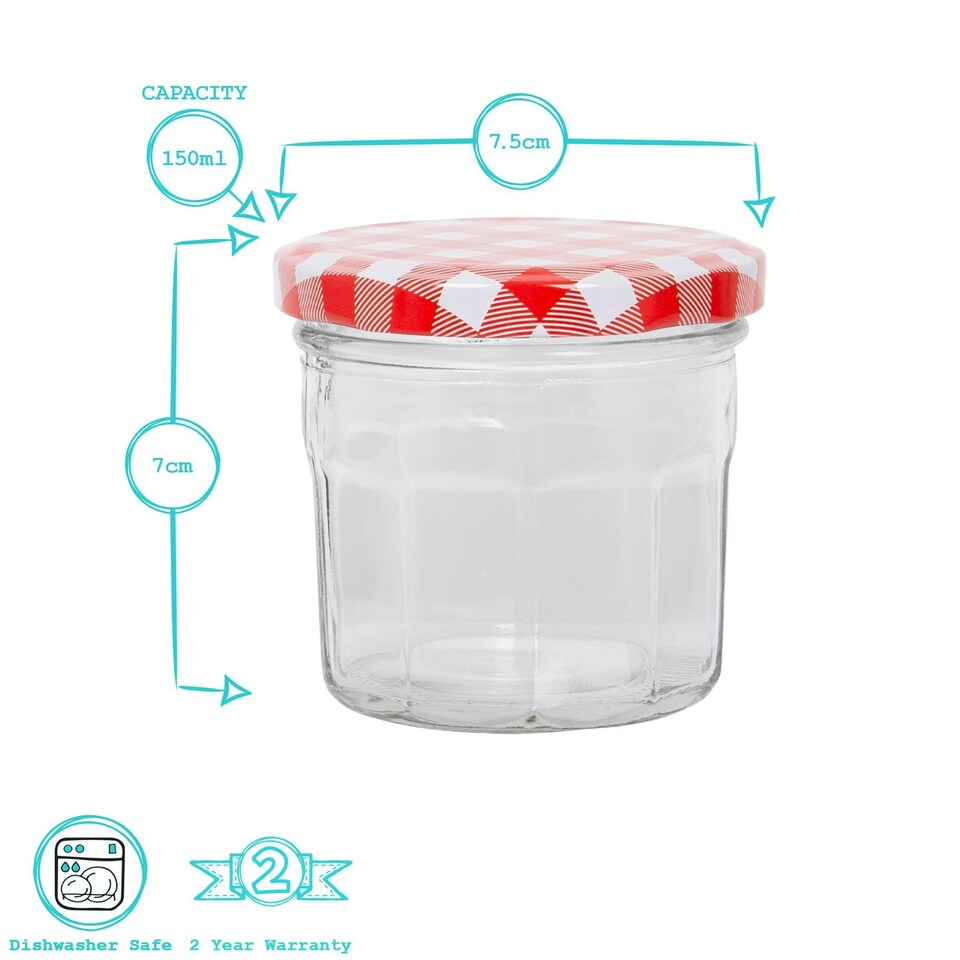 image 1 of Argon Tableware Glass Jam Jars with Lids - 130ml - Pack of 6