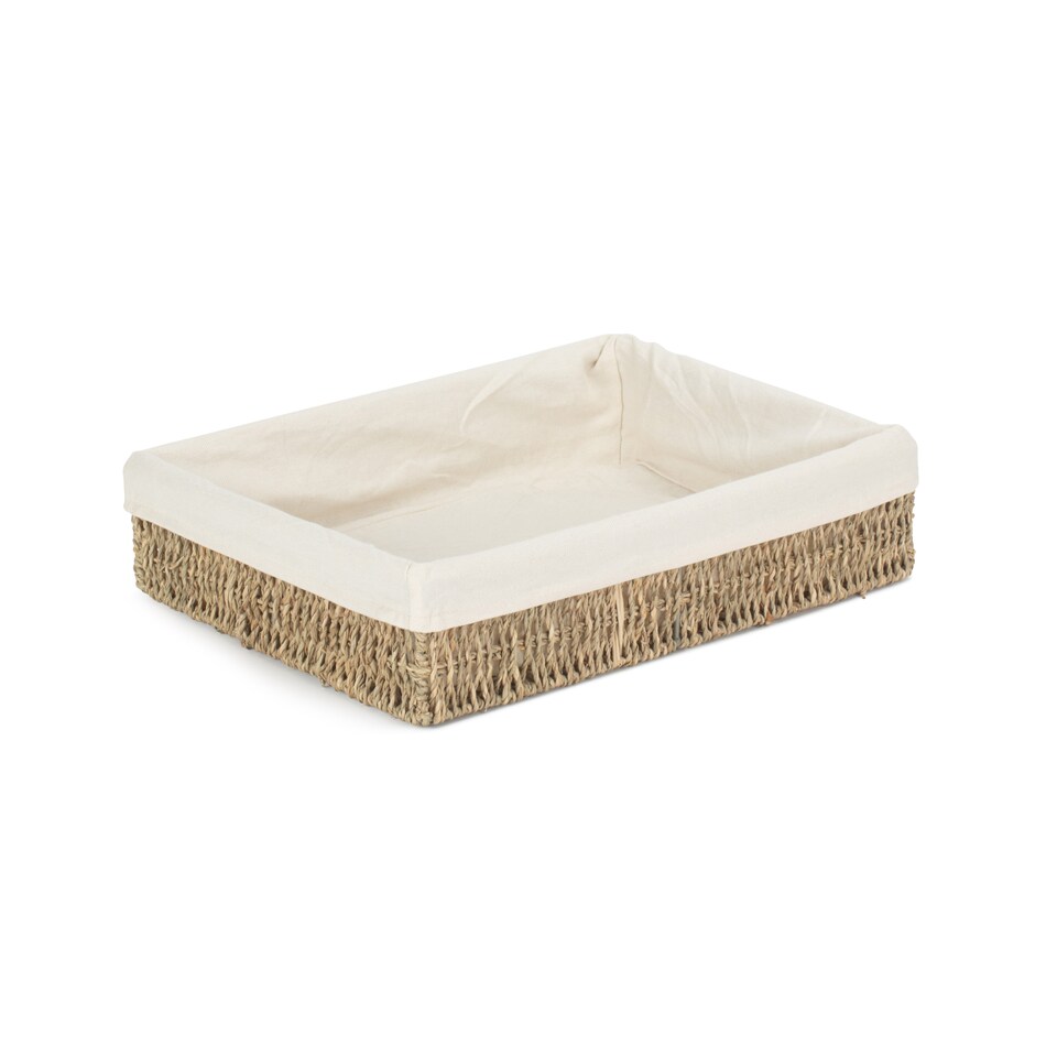 image 1 of Large Lined Rectangular Seagrass Tray | Green | Green | Large