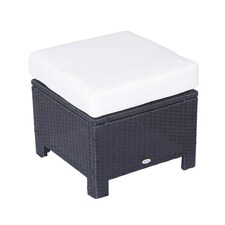 Outsunny Rattan Footstool Wicker Ottoman w/ Padded Seat for Backyard Garden