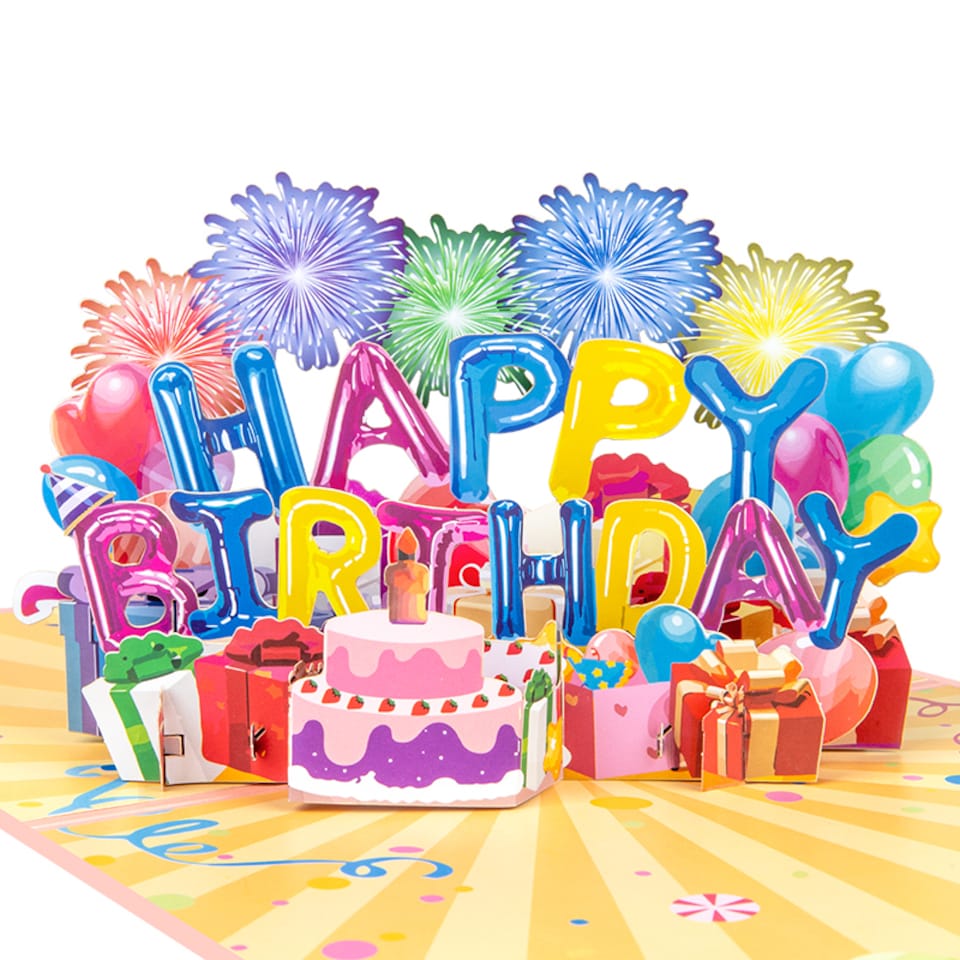 image 1 of Balloons & Bliss Colorful 3D Pop Up Birthday Card