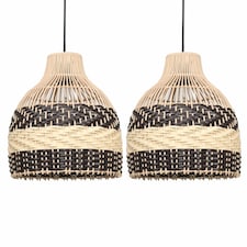 Set of 2 Tanya - Natural Rattan Mix Pendant Lightshades | Cream | Medium | 2