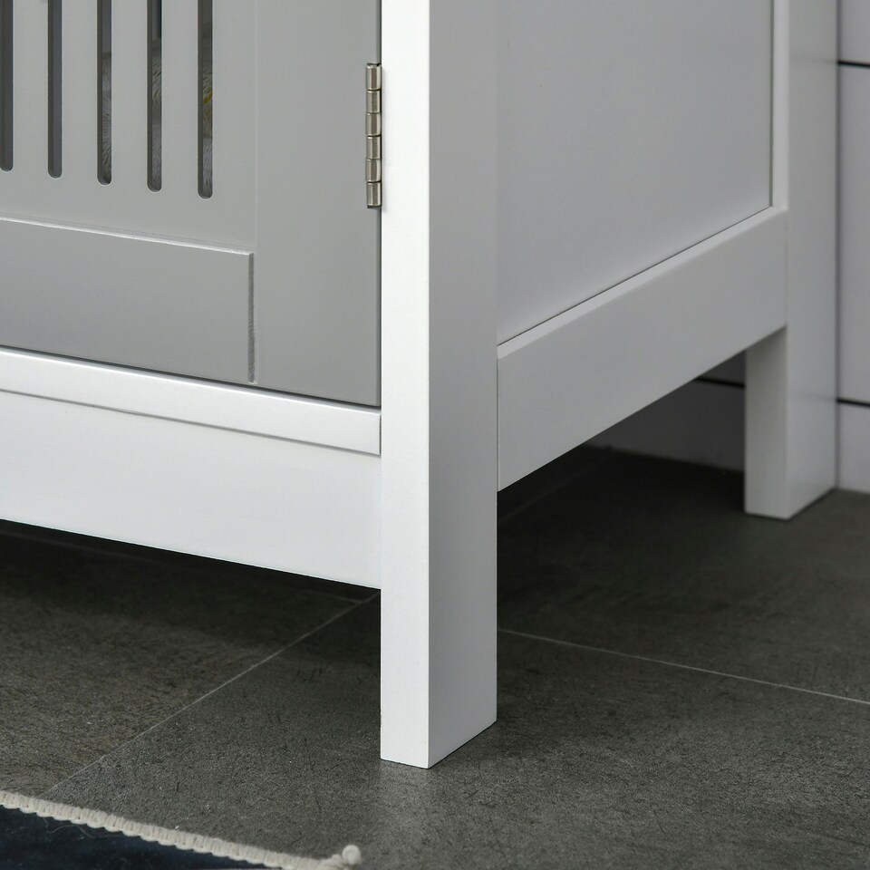 image 1 of kleankin Bathroom Pedestal Under Sink Cabinet with Storage Shelf, 2 Doors, Grey Grey | Grey