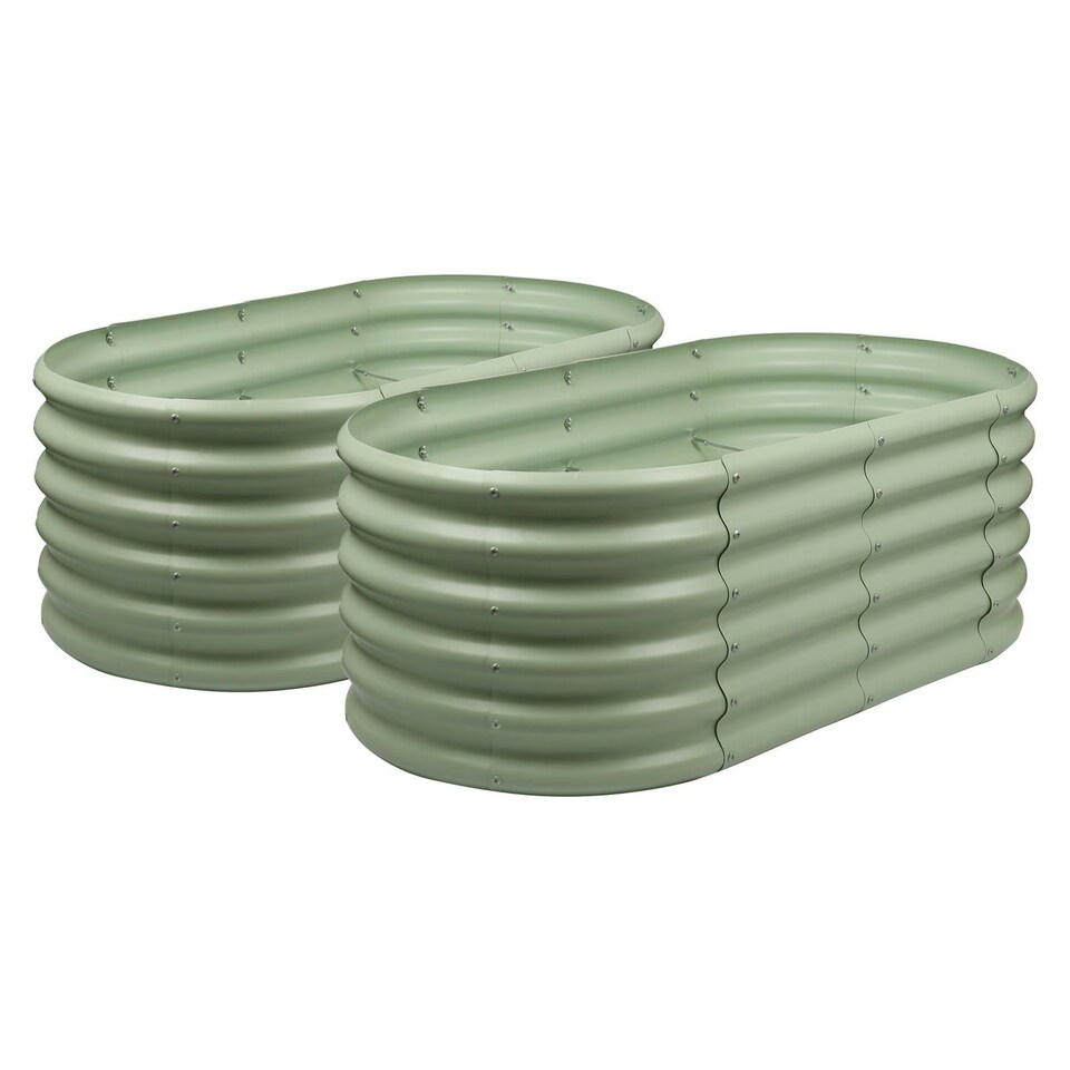 image 1 of Harbour Housewares Rounded Raised Garden Beds - 120cm x 60cm x 45cm - Green - Pack of 2 Green