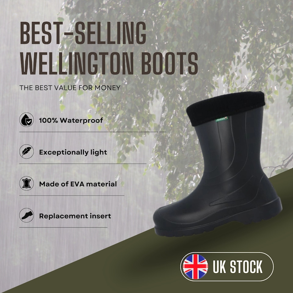 image 1 of Laura Waterproof Women's EVA Wellies with a removable warming liner Black EU40