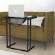 image 2 of Wood Laptop Table, Home Office Portable Computer Stand C-Shape With Metal Legs | Black | Black Marble