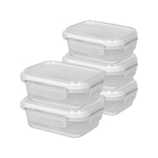 Harbour Housewares Glass Food Storage Containers with Lids - 370ml - Pack of 5