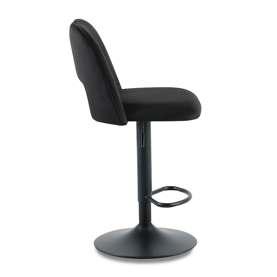 image 1 of SONARA Set of 3 Adjustable Velvet Upholstered Breakfast Bar Stools | Black