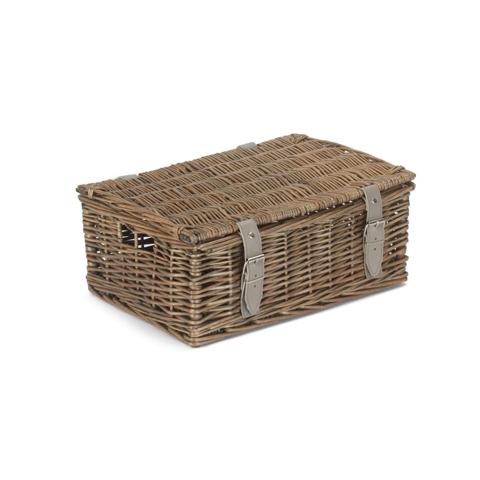 image 1 of Wicker Antique Wash Unlined 35cm Empty Hamper Basket Brown | Brown | One Size