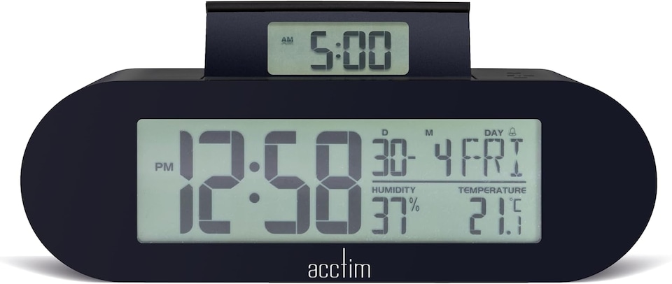 image 1 of Acctim Kian Digital Alarm Clock Crescendo Alarm Date, Temperature & Humidity Display Pop Up Alarm | Black | Soot