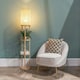 image 2 of ValueLights Elsa Oak Effect Natural Floor Lamp with Natural Drum Shade