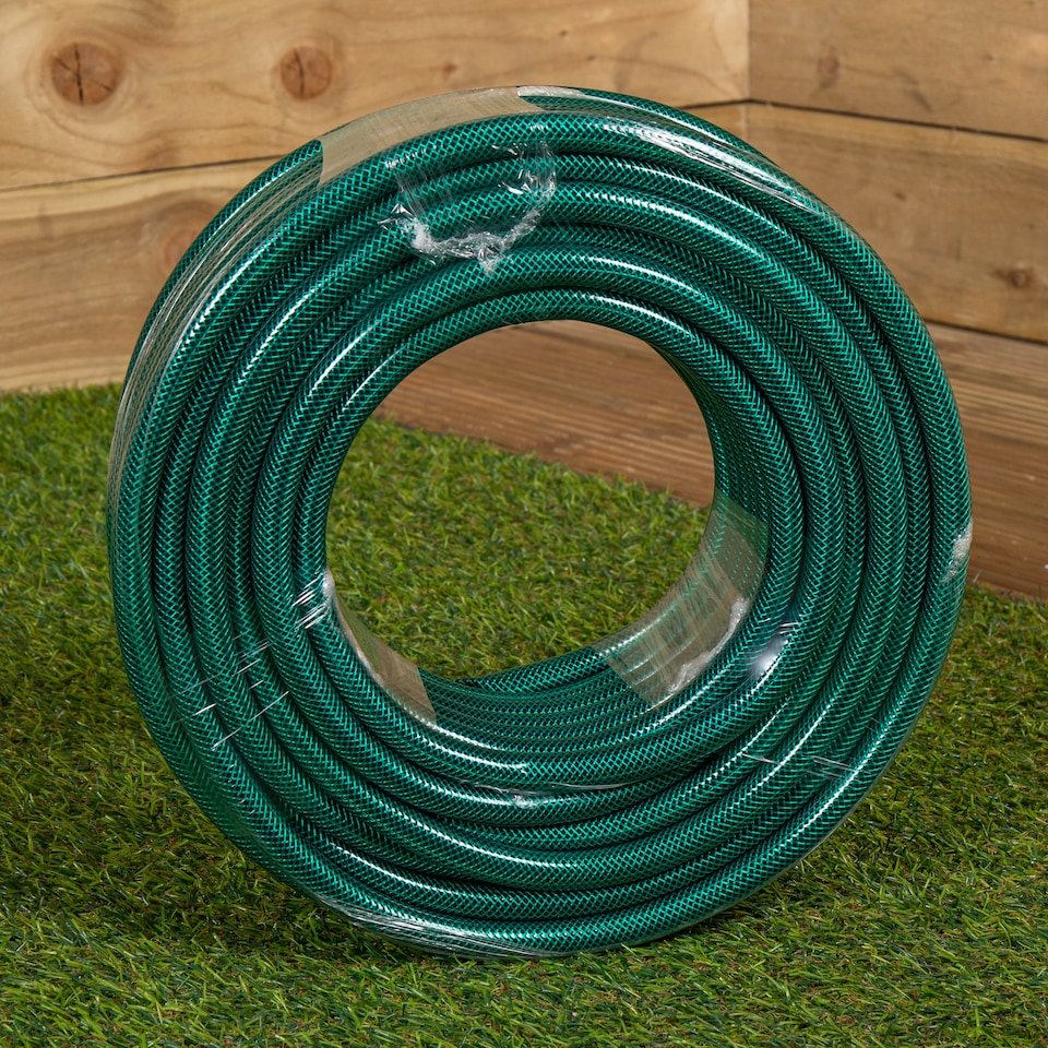 image 1 of 30m Reinforced Garden Hose Pipe / Hosepipe in Green with Fittings | Green | Green
