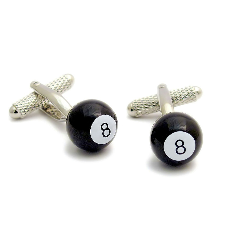 image 1 of 8 Ball Cufflinks - Onyx Art CK180 Eight Ball Novelty Cuffs