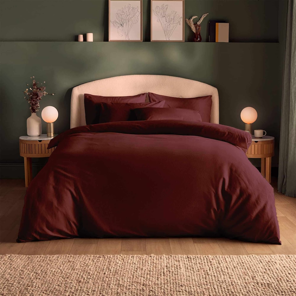 image 1 of Silentnight Brushed Cotton Duvet Cover Set, Burgundy