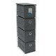 image 1 of JVL Shadow 4 Drawer Narrow Fabric Storage Tower, Grey Grey