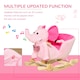 image 3 of HOMCOM 2-in-1 Baby Rocking Horse Ride On Elephant W/ Wheels Music, Pink
