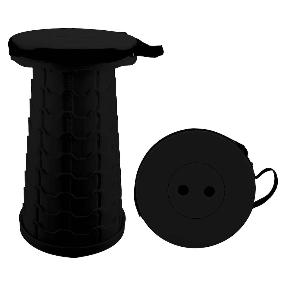 image 1 of PMS Folding Stool with Carry Handle - 9 Adjustable Heights, Black, 110 kg Capacity