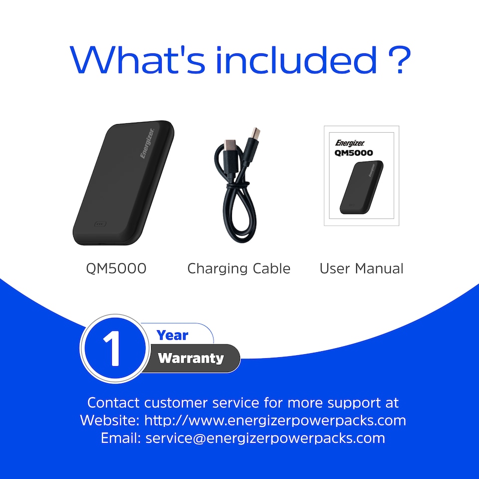 image 1 of Energizer 5mAh Magnetic QI Wireless Power Bank Black