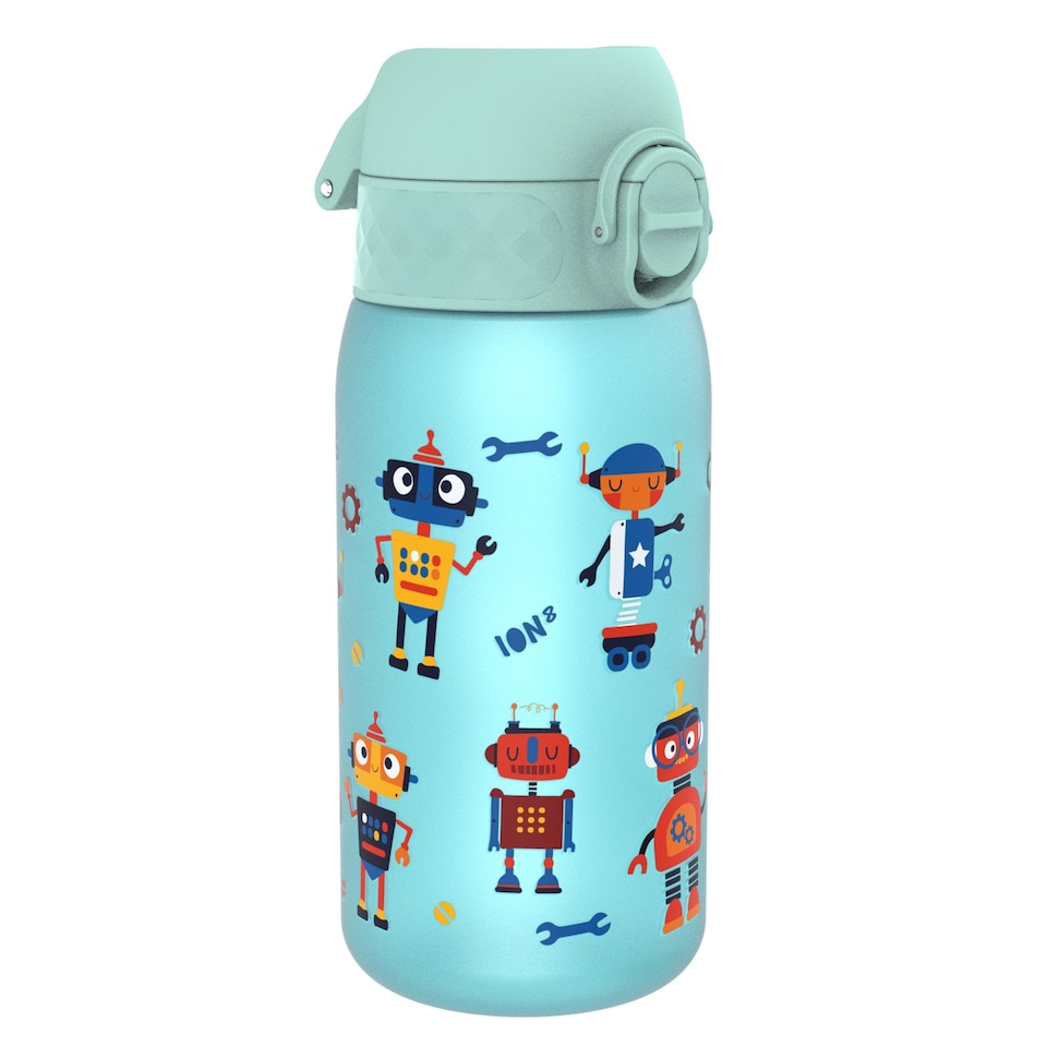 image 1 of Leak Proof Kids Water Bottle, BPA Free, 350ml (12oz) | Blue | Robots | One Size