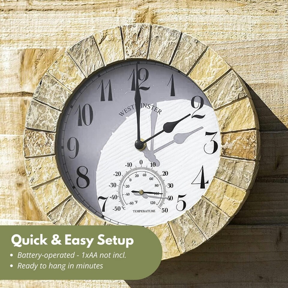 image 1 of Marco Paul 25cm Slate Stone Clock Cream