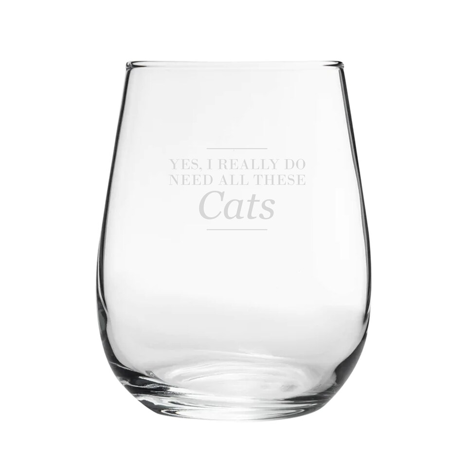 image 1 of Personalised Cat Lover Stemless Wine Gin Tumbler for Friend