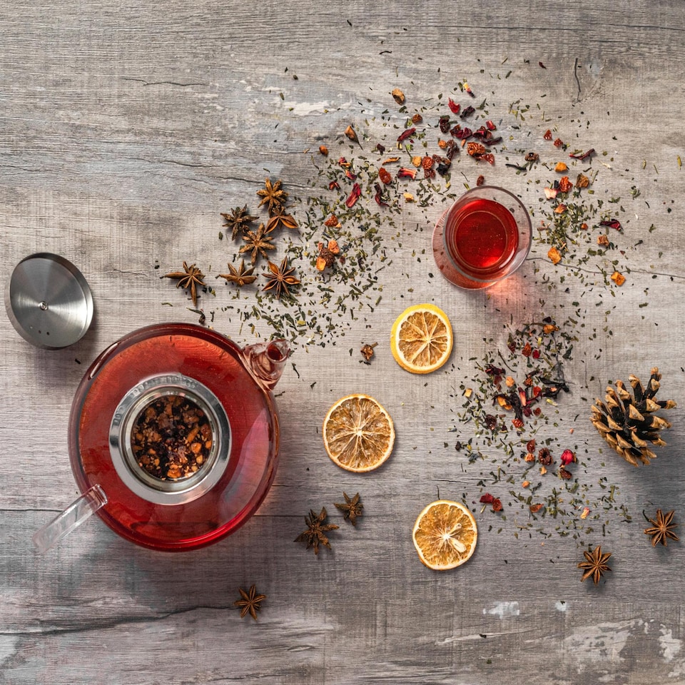 image 1 of Argon Tableware Oval Glass Infuser Teapot - 800ml