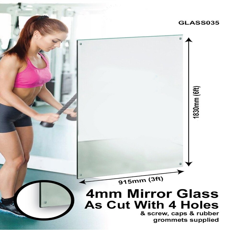 image 1 of Circuitt 4mm Sheet Mirror Glass 4 Holes 183 x 91 CM N/A