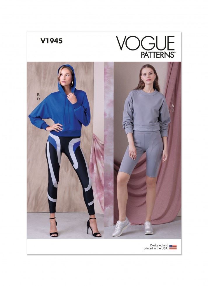 Simplicity 1945 Paper Sewing Pattern – Women’s Tops, Sweaters, Hoodies, Leggings & Shorts, Size A (XS–S–M–L–XL–XXL), Advanced