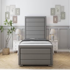 Sloomy Ashford Pewter Dumfries Bed Frame With 50" Upholstered Headboard 3' Single