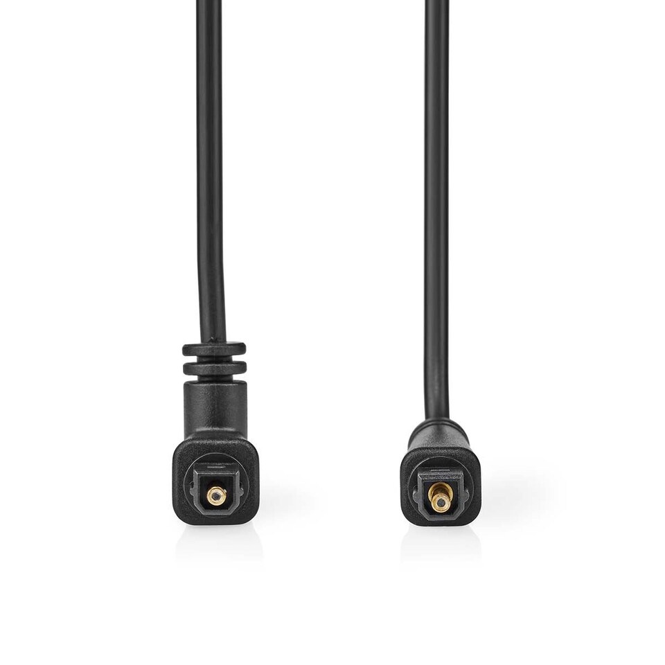 image 1 of Nedis 2m Digital Audio Optical TosLink SPDif Cable, Optical Male to Optical Male, Rotating Angled - Black