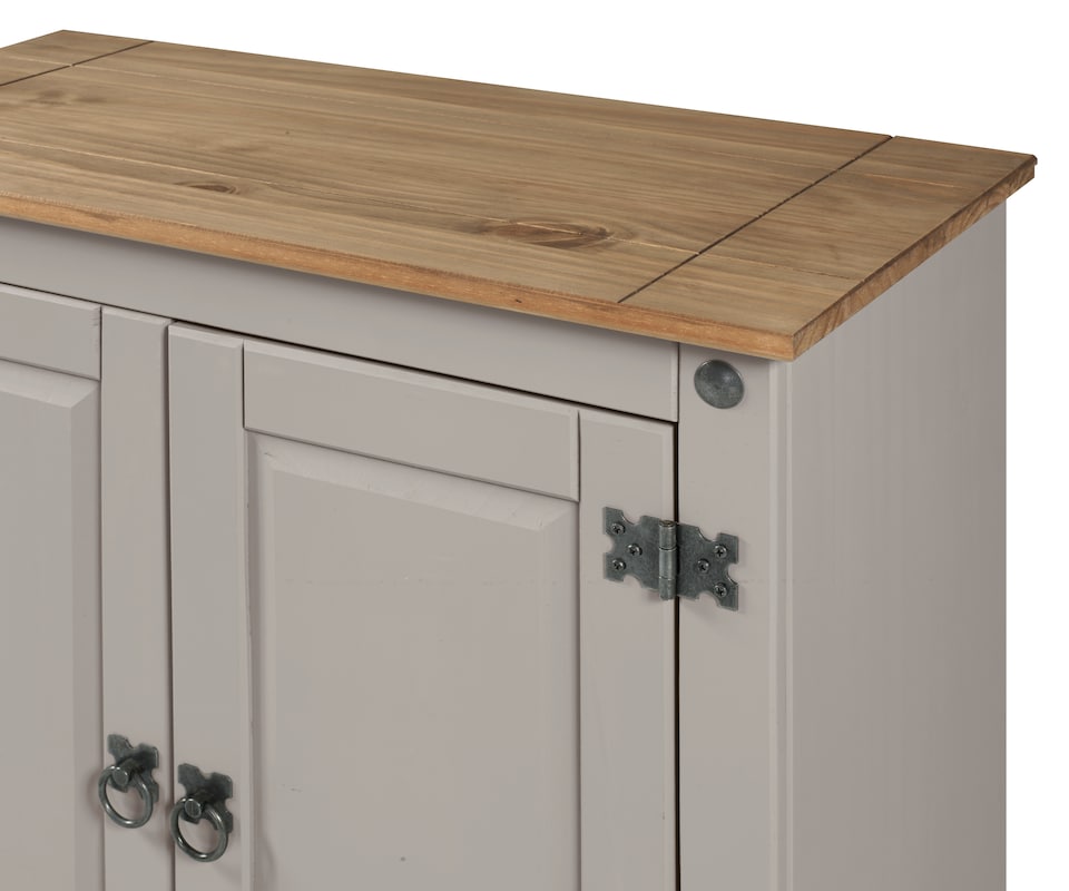 image 1 of Mercers Furniture Corona Grey Painted Wax 2 Door Cupboard Sideboard Solid Wood Pine Wooden with Mexican Styling