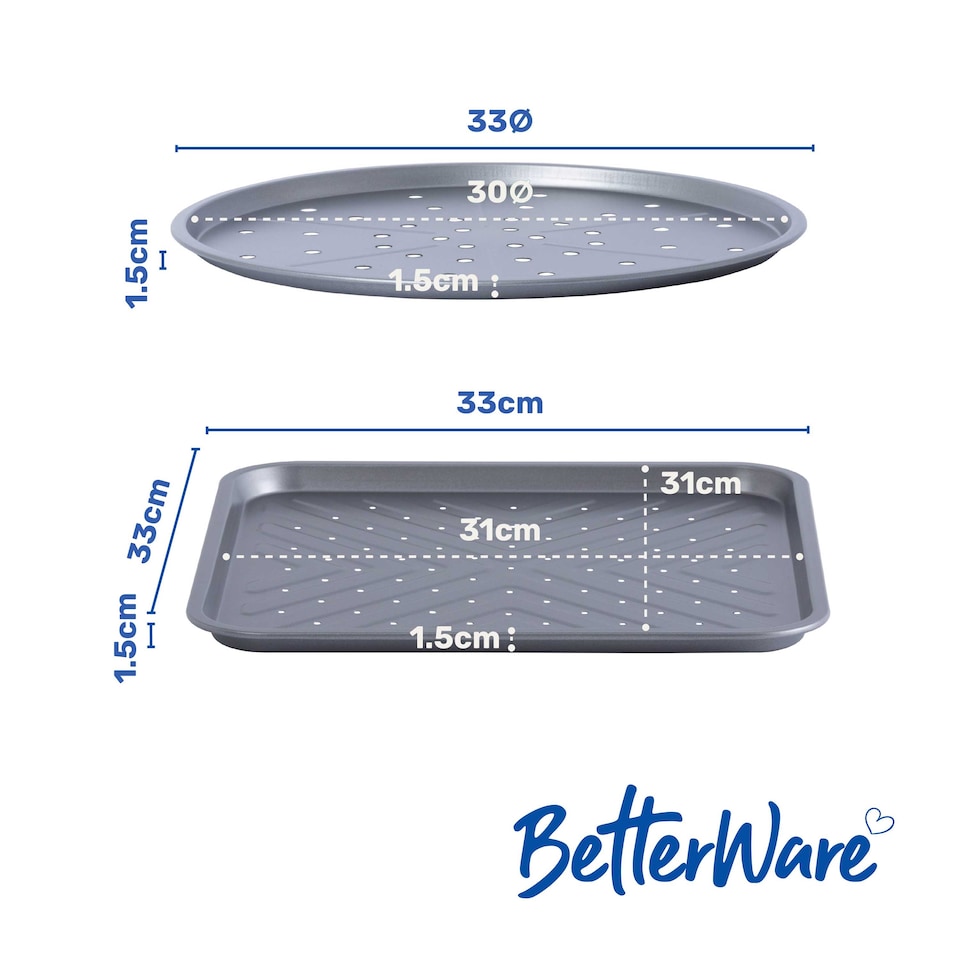 image 1 of BetterWare Essentials 33cm Pizza & Crisper Tray Set