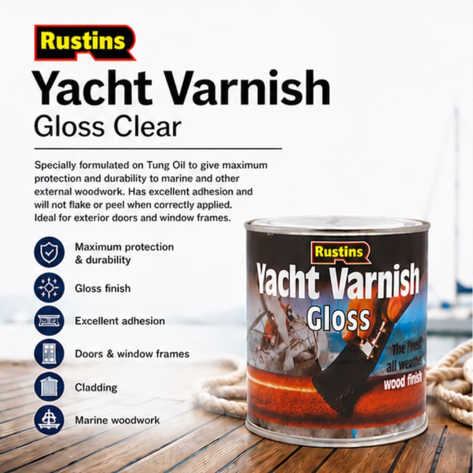 image 1 of Rustins Yacht Varnish Clear Gloss 2.5L