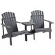 image 1 of Outsunny Wooden Outdoor Double Adirondack Chair with Table Dark Grey