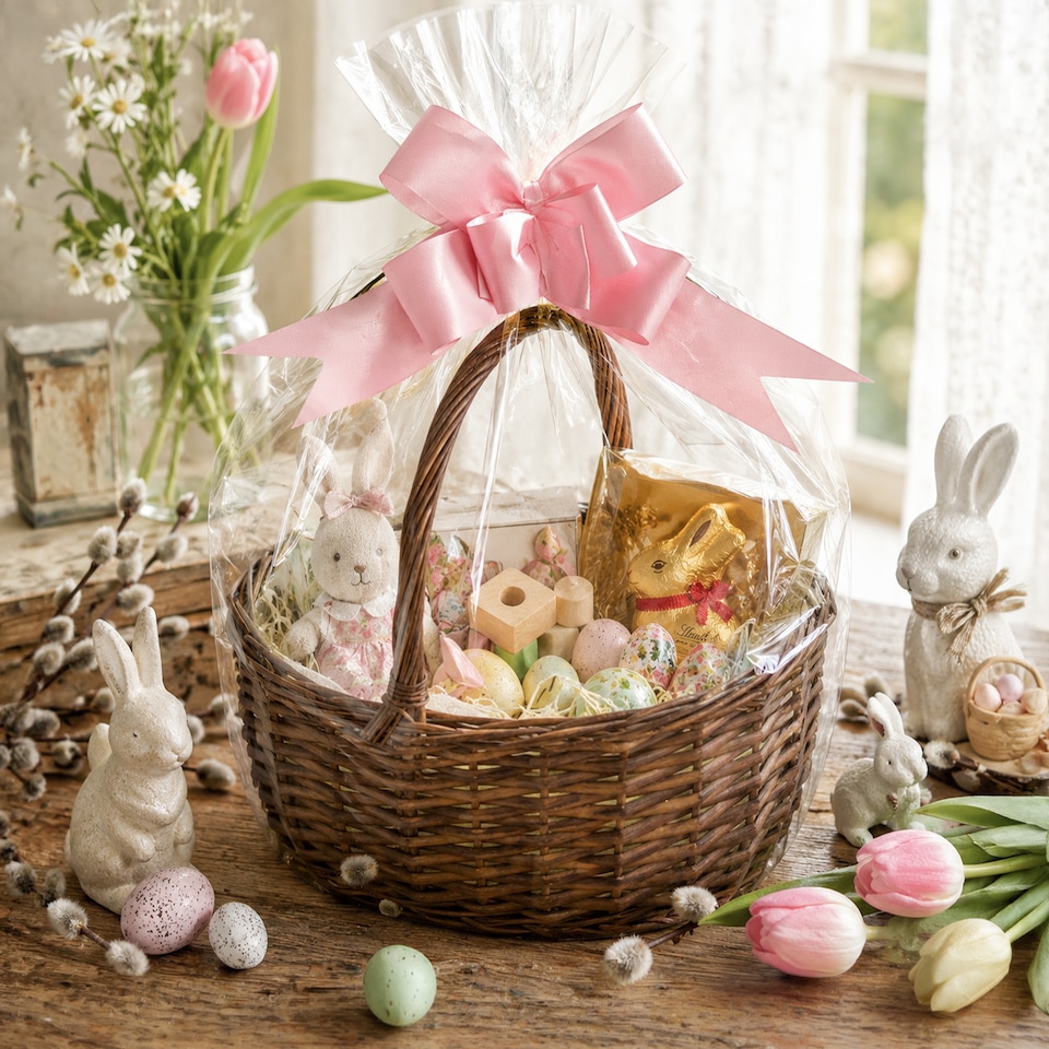 image 1 of Wickerfield Wicker Picnic Shopping Basket with Handle and Built-in Liner (Small)