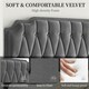 image 6 of Yaheetech 135 cm W x 190 cm L Upholstered Bed Frame with Button-Tufted Headboard Dark Grey