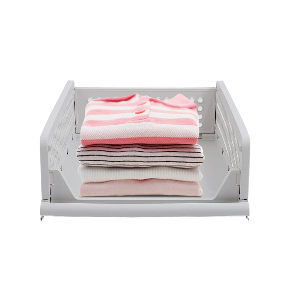 image 1 of Living and Home Foldable Plastic Storage Drawer Basket 20L - Off White | White | 1