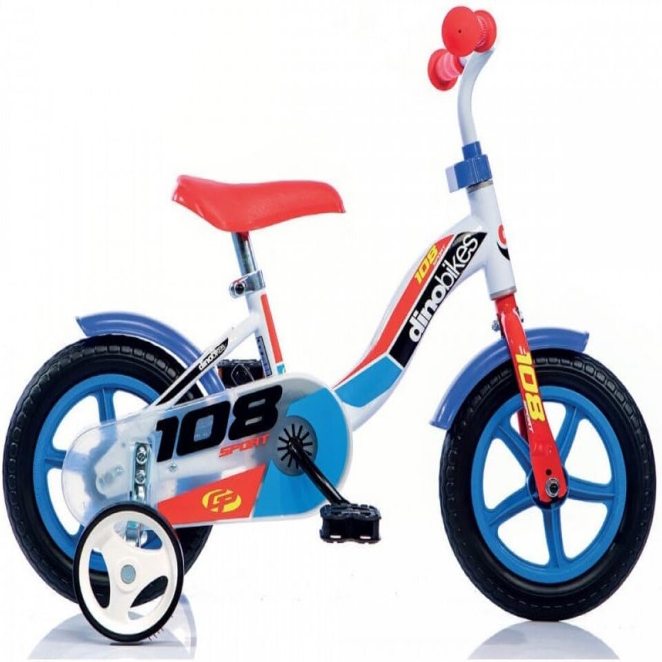 Dino Sport 10" Kids Bike - White/Blue