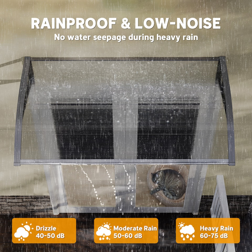 image 1 of Outsunny Door Canopy Outdoor Awning Rain Shelter for Window Porch, Grey | Green