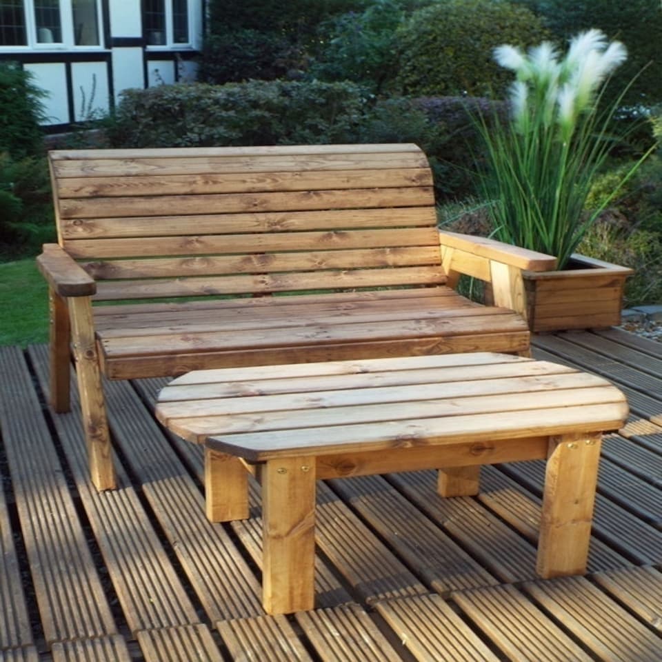 image 1 of Deluxe Bench Set Quality, Wooden Garden Furniture - W120 x D170 x H98 - Fully Assembled