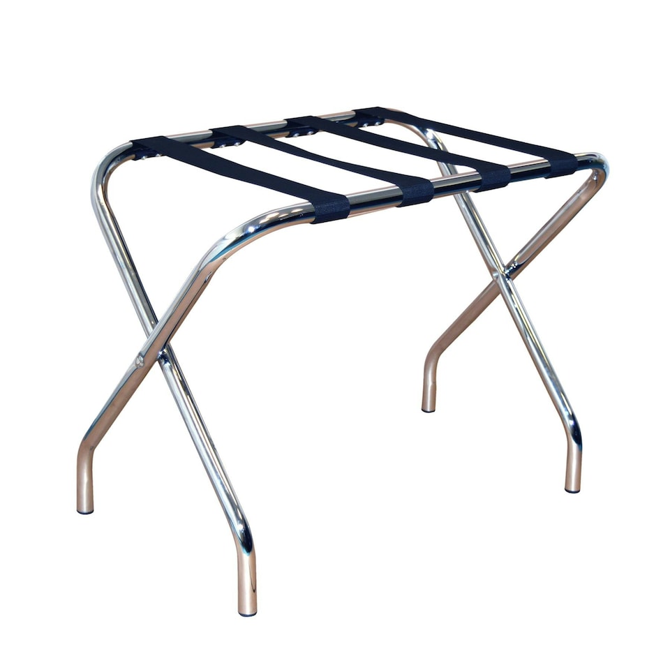 image 1 of Harbour Housewares Folding Metal Luggage Rack - Chrome Grey