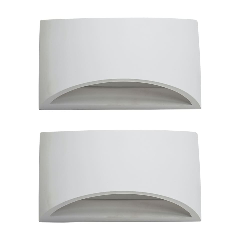 image 1 of Set of 2 Marmo - White G9 Plaster Wall Lights | White | 2